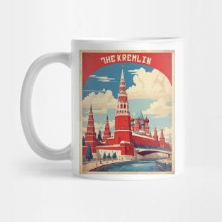 Moscow Kremlin Russia Vintage Tourism Poster Mug